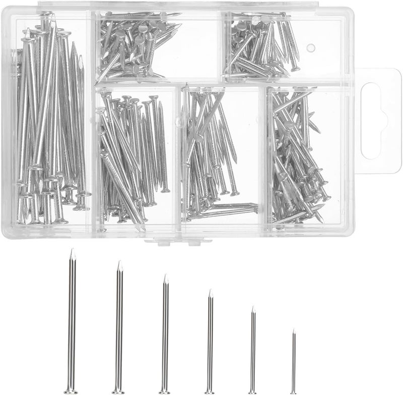 Arcjunys Hardware Nails Assortment Kit Wall Nails 4 Sizes Small Nails for Hanging Pictures Picture Hanging Nails Finishing Nails Wood Nails Assorted Nails Nail Assortment Kit for HOM DIY 280 Pcs - Image 1